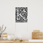 Brief K Medieval Monogram  Initiaal Poster (Keuken)