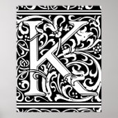 Brief K Medieval Monogram  Initiaal Poster (Voorkant)