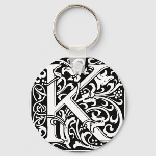 Brief K Medieval Monogram Initiaal Sleutelhanger
