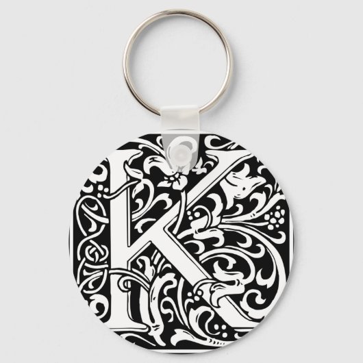 Brief K Medieval Monogram  Initiaal Sleutelhanger (Voorkant)