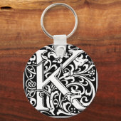 Brief K Medieval Monogram  Initiaal Sleutelhanger (Voorkant)