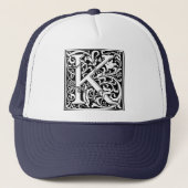 Brief K Medieval Monogram  Initiaal Trucker Pet (Voorkant)