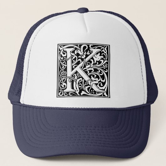 Brief K Medieval Monogram  Initiaal Trucker Pet (Voorkant)