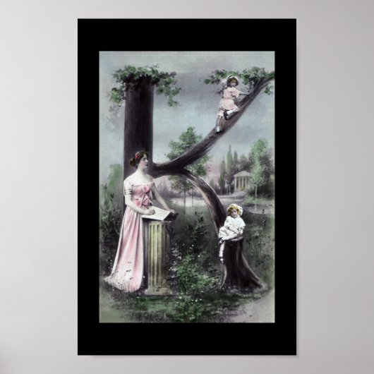 BRIEF K -  monogram Alfabet Briefkaart Art Poster (Voorkant)