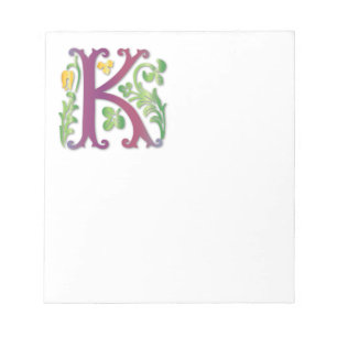 Brief K Monogram Fleur de lis Notitieblok