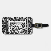 Brief L Middeleeuws Monogram Art Nouveau Bagagelabel (Voorkant horizontaal)