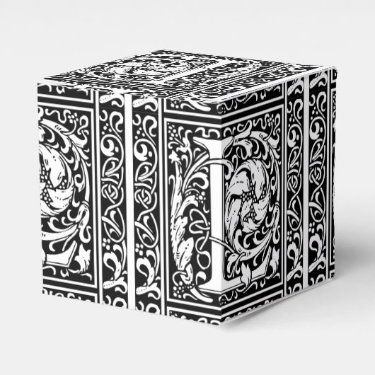 Brief L Middeleeuws Monogram Art Nouveau Bedankdoosjes (Voorkant Zijde)