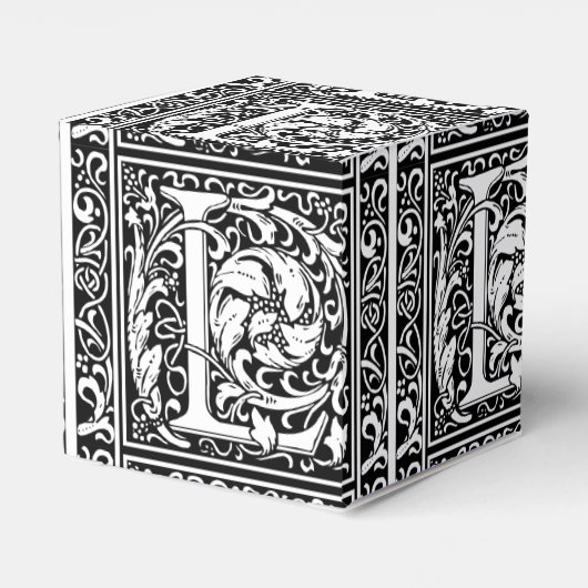 Brief L Middeleeuws Monogram Art Nouveau Bedankdoosjes (Achterkant)