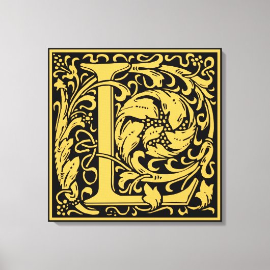 Brief L Middeleeuws Monogram Art Nouveau Canvas Afdruk (Voorkant)