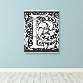 Brief L Middeleeuws Monogram Art Nouveau Canvas Afdruk (Insitu (Houten vloer))