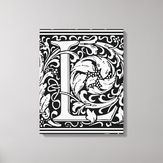 Brief L Middeleeuws Monogram Art Nouveau Canvas Afdruk (Voorkant)