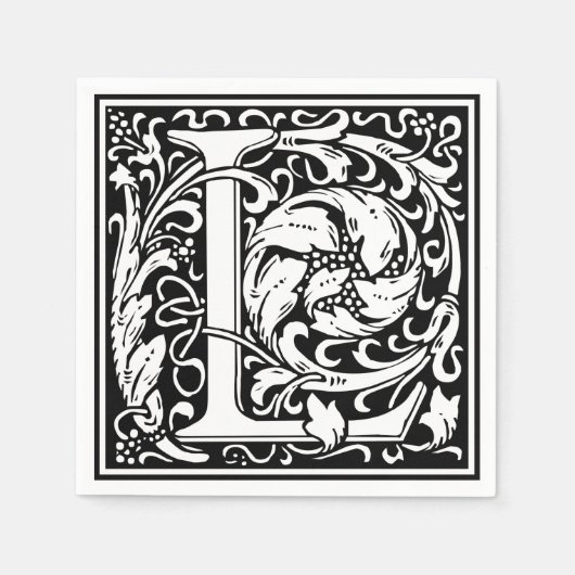 Brief L Middeleeuws Monogram Art Nouveau Servetten (Voorkant)