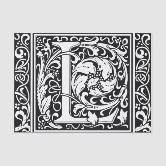 Brief L Middeleeuws Monogram Art Nouveau Tissuepapier (Voorkant)