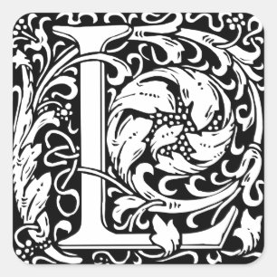 Brief L Middeleeuws Monogram Art Nouveau Vierkante Sticker