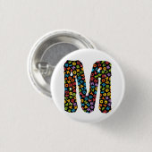 Brief M met het alfabet Ronde Button 3,2 Cm (Voorkant /achterkant)