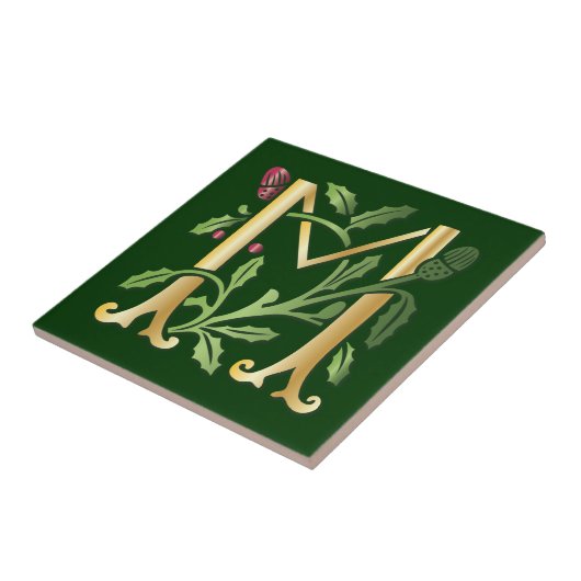 Brief M Monogram Fleur de lis Tegeltje (Zijkant)