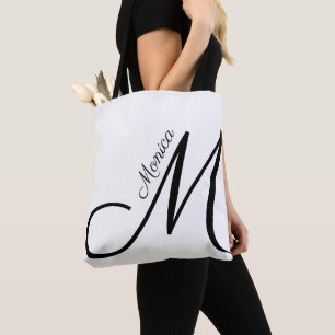Brief M - Monogram + Naam - modern elegant Draagtas