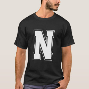 Brief N Alphabet Bold Capital Upper Hoesje Initiaa T-shirt