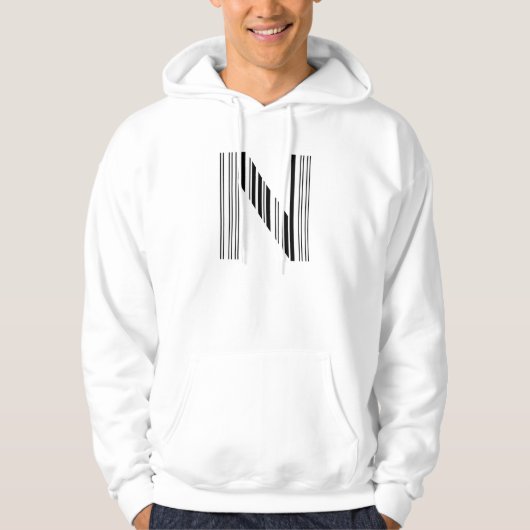 BRIEF N BAR CODE Eerste Initiaal Barcode Patroon Hoodie (Voorkant)