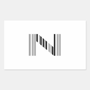 BRIEF N BAR CODE Eerste Initiaal Barcode Patroon Rechthoekige Sticker