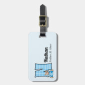 Brief N met Teddy Bear in Blue Checks Bagagelabel (Voorkant verticaal)