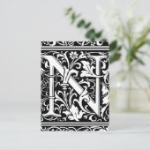 Brief N Middeleeuws Monogram Art Nouveau Briefkaart (Staand voorkant)