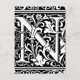 Brief N Middeleeuws Monogram Art Nouveau Briefkaart