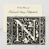 Brief N Middeleeuws Monogram Art Nouveau Kaart (Voorkant / Achterkant)