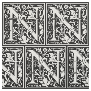 Brief N Middeleeuws Monogram Art Nouveau Stof