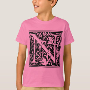 Brief N Middeleeuws Monogram Art Nouveau T-shirt
