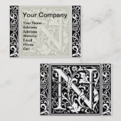 Brief N Middeleeuws Monogram Art Nouveau Visitekaartje (Voorkant / Achterkant)