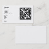 Brief N Middeleeuws Monogram Art Nouveau Visitekaartje (Voorkant / Achterkant)