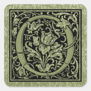 Brief O Eerste Letter Monogram Vierkante Sticker