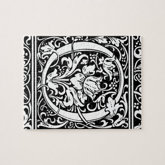 Brief O Middeleeuws Monogram Art Nouveau Legpuzzel (Horizontaal)