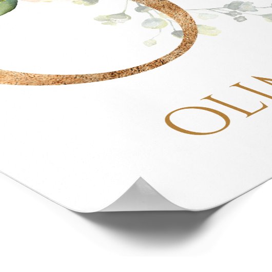 Brief O Monogram wit roos Nursery Poster (Hoek)