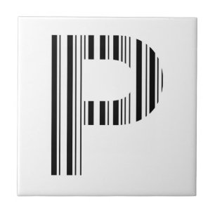 BRIEF P BAR CODE Eerste Initiaal Barcode Patroon Tegeltje
