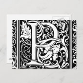 Brief P Middeleeuws Monogram Art Nouveau Briefkaart (Voorkant / Achterkant)