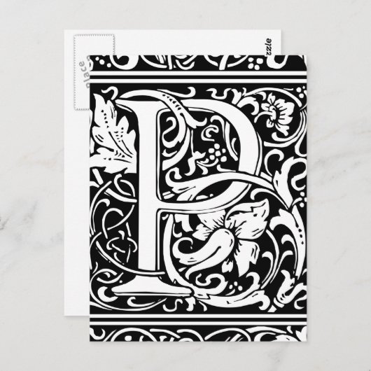 Brief P Middeleeuws Monogram Art Nouveau Briefkaart (Voorkant / Achterkant)