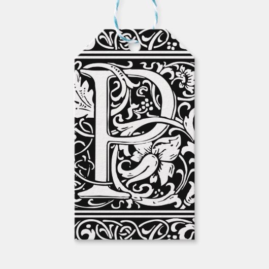 Brief P Middeleeuws Monogram Art Nouveau Cadeaulabel (Voorkant)