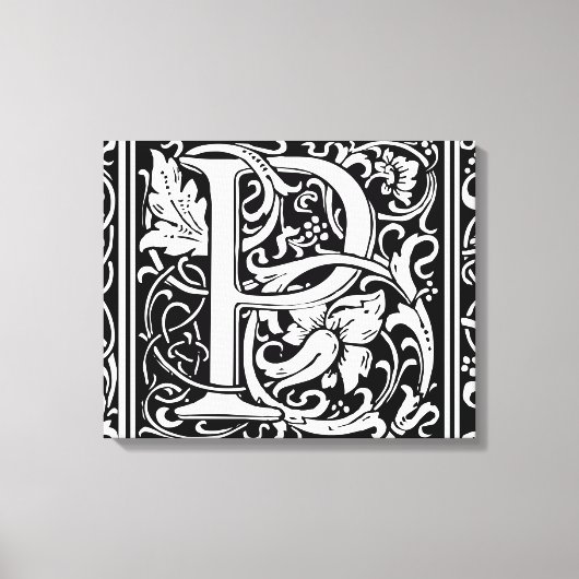 Brief P Middeleeuws Monogram Art Nouveau Canvas Afdruk (Voorkant)