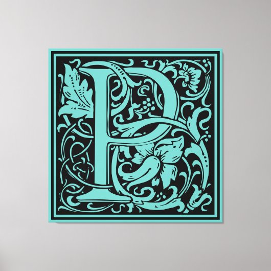 Brief P Middeleeuws Monogram Art Nouveau Canvas Afdruk (Voorkant)