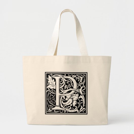 Brief P Middeleeuws Monogram Art Nouveau Grote Tote Bag (Voorkant)