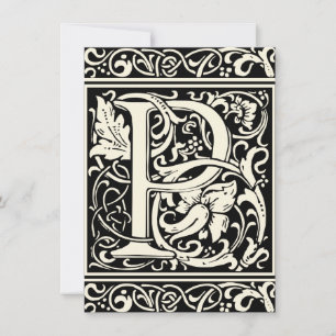 Brief P Middeleeuws Monogram Art Nouveau Kaart