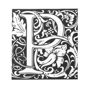 Brief P Middeleeuws Monogram Art Nouveau Notitieblok