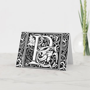 Brief P Middeleeuws Monogram Art Nouveau Notitiekaartje