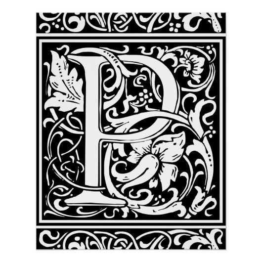 Brief P Middeleeuws Monogram Art Nouveau Perfect Poster (Voorkant)