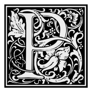 Brief P Middeleeuws Monogram Art Nouveau Perfect Poster
