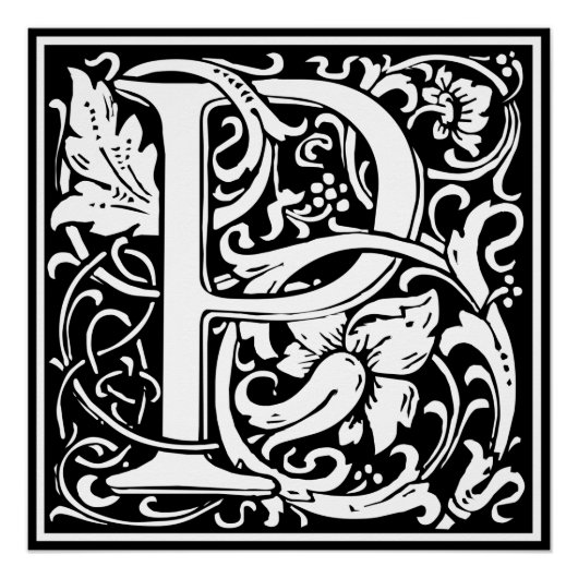 Brief P Middeleeuws Monogram Art Nouveau Perfect Poster (Voorkant)