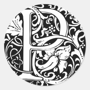 Brief P Middeleeuws Monogram Art Nouveau Ronde Sticker