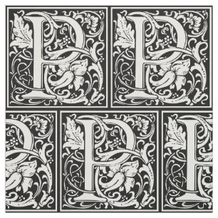 Brief P Middeleeuws Monogram Art Nouveau Stof